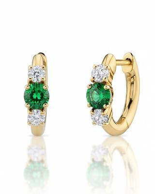 Green Stone Huggie Earrings | Prism Glow 925 Silver Minimal Luxury Jewellery 1