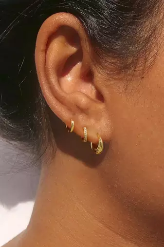 Trio Chic Set of 3 Huggie Earrings | Gold Plated Anti-Tarnish Hoops