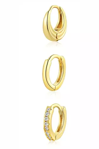 Trio Chic Set of 3 Huggie Earrings | Gold Plated Anti-Tarnish Hoops