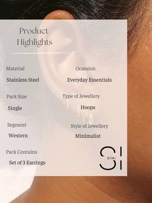 Trio Chic Set of 3 Huggie Earrings | Gold Plated Anti-Tarnish Hoops 4