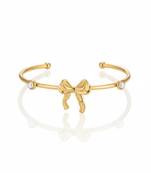 Pearl Studded Bow Cuff Bracelet | 18K Gold Plated Stainless Steel Bracelet for Women