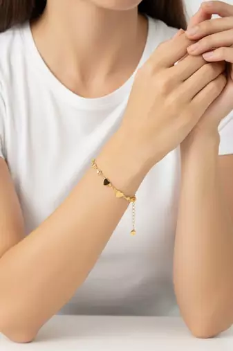 Anti Tarnish Heart Wraparound Bracelet | Stainless Steel 18K Gold Plated Demi Fine Jewellery for Women