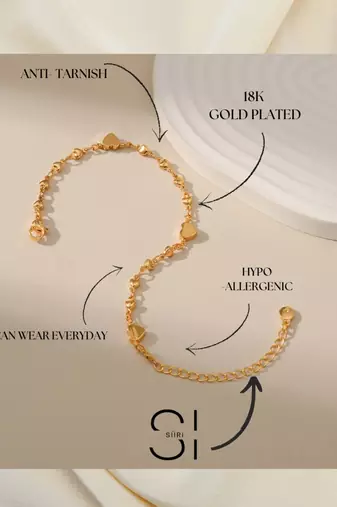 Anti Tarnish Heart Wraparound Bracelet | Stainless Steel 18K Gold Plated Demi Fine Jewellery for Women