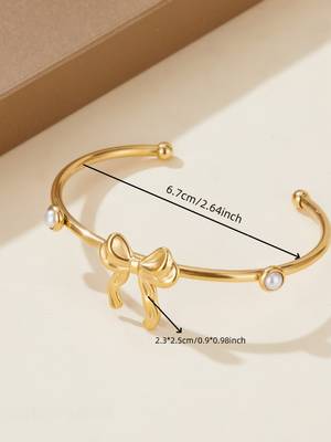 Premium Flower Cuff Bracelet with Pearls | Stainless Steel 18K Gold Plated Jewellery for Women 4