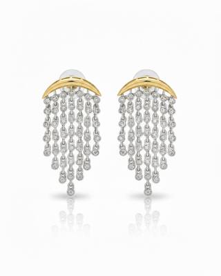 White Aura Chandelier Earrings | Gold Plated CZ Stone Party Wear Earrings 1