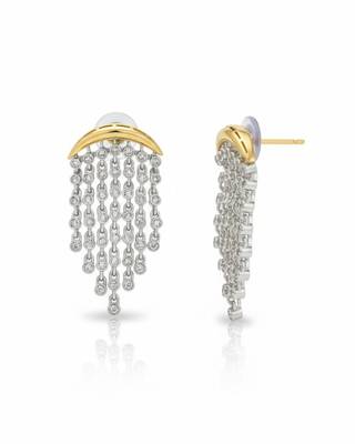 White Aura Chandelier Earrings | Gold Plated CZ Stone Party Wear Earrings 3