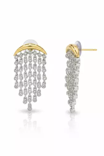 White Aura Chandelier Earrings | Gold Plated CZ Stone Party Wear Earrings
