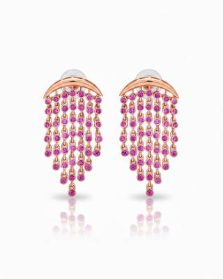 Red Aura Chandelier Earrings | Gold Plated CZ Stone Party Wear Earrings 1