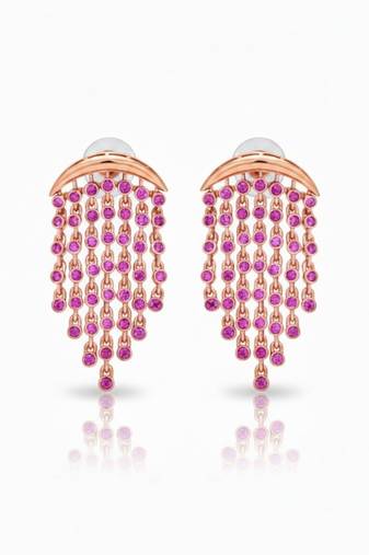 Red aura chandelier earrings