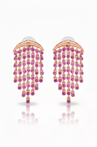 Red aura chandelier earrings