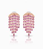 Red aura chandelier earrings