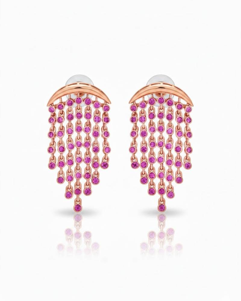 Red aura chandelier earrings