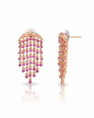Red Aura Chandelier Earrings | Gold Plated CZ Stone Party Wear Earrings 2