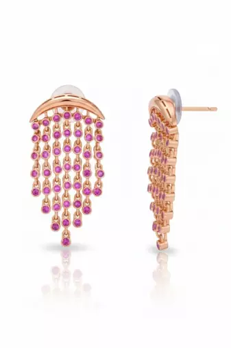 Red Aura Chandelier Earrings | Gold Plated CZ Stone Party Wear Earrings