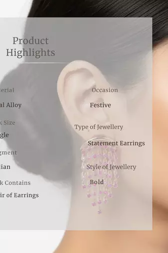 Red Aura Chandelier Earrings | Gold Plated CZ Stone Party Wear Earrings