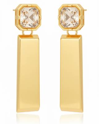 Gold Plated Party Statement Earrings for Women | CZ Diamond-Look Crystal Drop Danglers | Anti Tarnish Stud Earrings 1