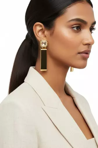 Gold Plated Party Statement Earrings for Women | CZ Diamond-Look Crystal Drop Danglers | Anti Tarnish Stud Earrings