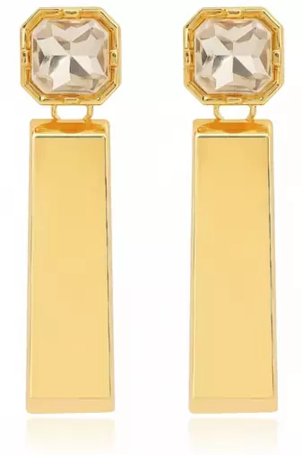 Gold Plated Party Statement Earrings for Women | CZ Diamond-Look Crystal Drop Danglers | Anti Tarnish Stud Earrings