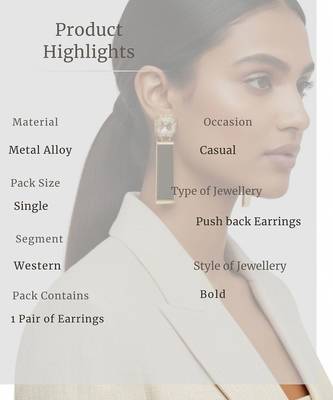 Gold Plated Party Statement Earrings for Women | CZ Diamond-Look Crystal Drop Danglers | Anti Tarnish Stud Earrings 4