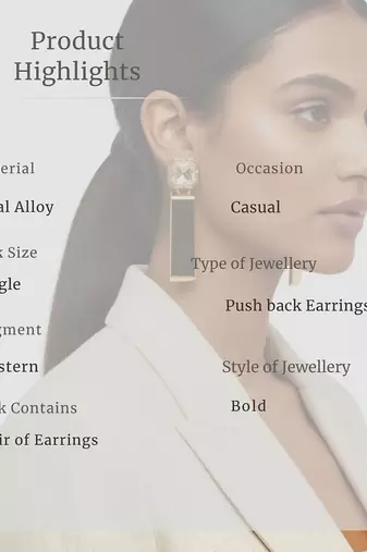 Gold Plated Party Statement Earrings for Women | CZ Diamond-Look Crystal Drop Danglers | Anti Tarnish Stud Earrings