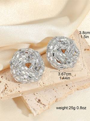 Silver disco luxe studs 2