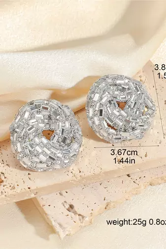 Silver disco luxe studs
