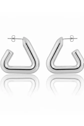Silver triangle hollow drop earrings for women