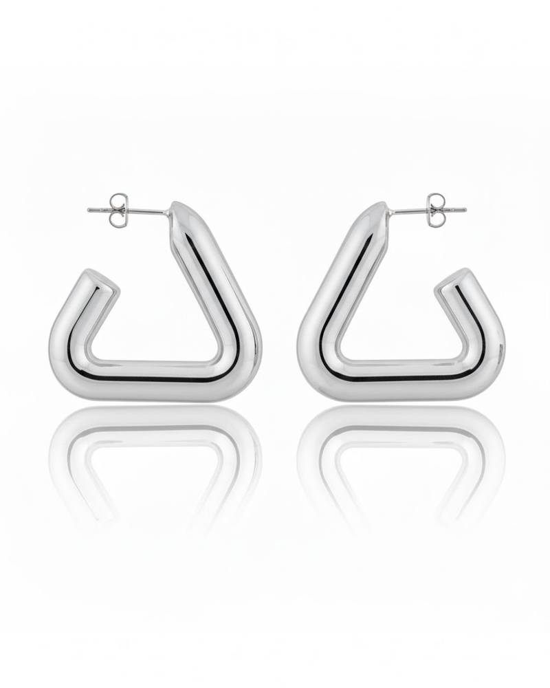 Silver triangle hollow drop earrings for women