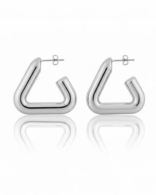 Silver triangle hollow drop earrings for women 2