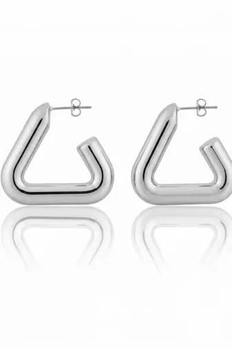 Silver triangle hollow drop earrings for women