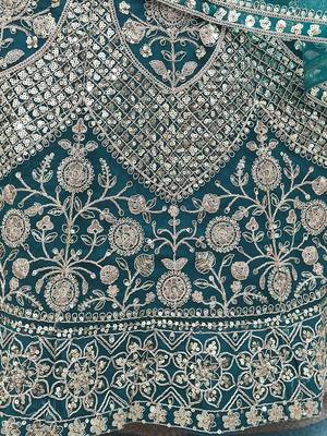 Notable Sea Green Sequins Net Reception Wear Lehenga Choli 7