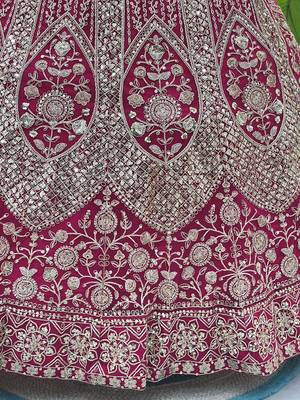 Shiny Pink Codding Embroidery Net Engagement Wear Lehenga With Blouse 7