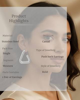 Silver triangle hollow drop earrings for women 5