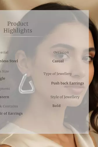 Silver triangle hollow drop earrings for women