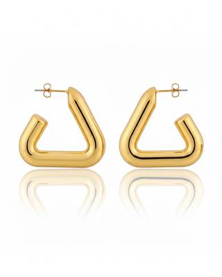 Gold Plated triangle hollow drop earrings for women 1