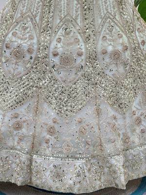 Gorgeous White Embroidered Net Party Wear Lehenga Choli With Dupatta 7