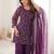 Beautiful Purple Sequins Silk Function Wear Pant Suit