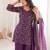 Beautiful Purple Sequins Silk Function Wear Pant Suit