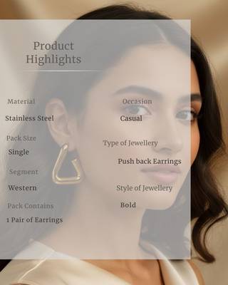 Gold Plated triangle hollow drop earrings for women 4