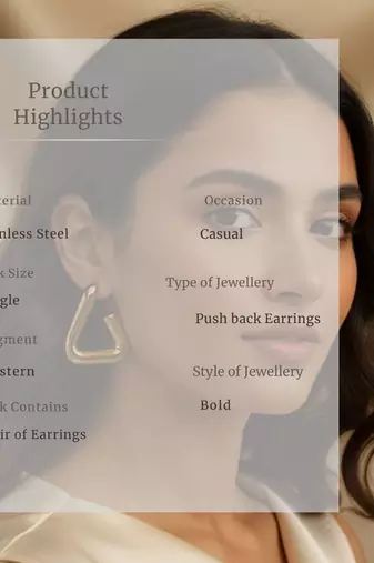 Gold Plated triangle hollow drop earrings for women