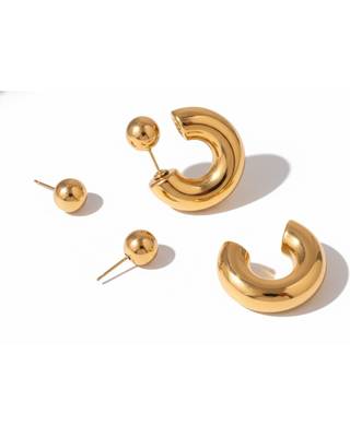Iconic Chunky Hoop Earrings | 18K Gold Plated Anti-Tarnish Statement Earrings 3