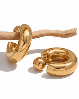 Iconic Chunky Hoop Earrings | 18K Gold Plated Anti-Tarnish Statement Earrings 4