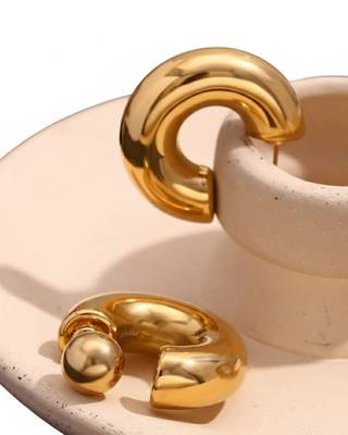 Iconic Chunky Hoop Earrings | 18K Gold Plated Anti-Tarnish Statement Earrings 5