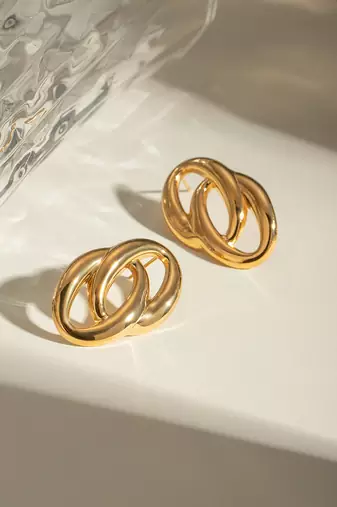 Oval Loop Stud Earrings | 18K Gold Plated Anti-Tarnish Jewellery