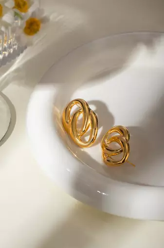 Oval Loop Stud Earrings | 18K Gold Plated Anti-Tarnish Jewellery