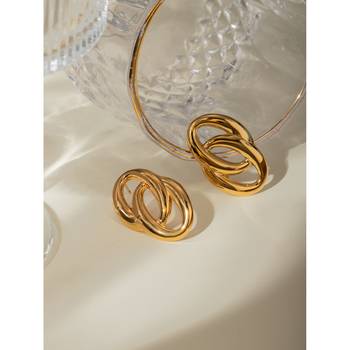 Oval Loop Stud Earrings | 18K Gold Plated Anti-Tarnish Jewellery 4