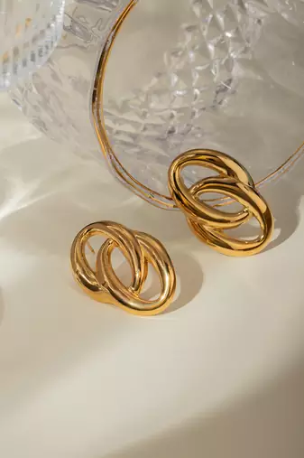 Oval Loop Stud Earrings | 18K Gold Plated Anti-Tarnish Jewellery