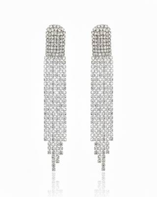 Women’s Silver Rhinestone Cocktail Danglers | Crystal Statement Drop Earrings | Party Wear Jewelry 1