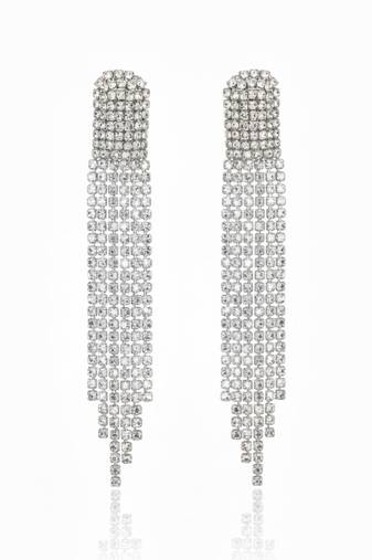 Silver rhinestone cocktail danglers