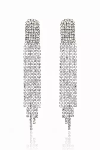 Silver rhinestone cocktail danglers
